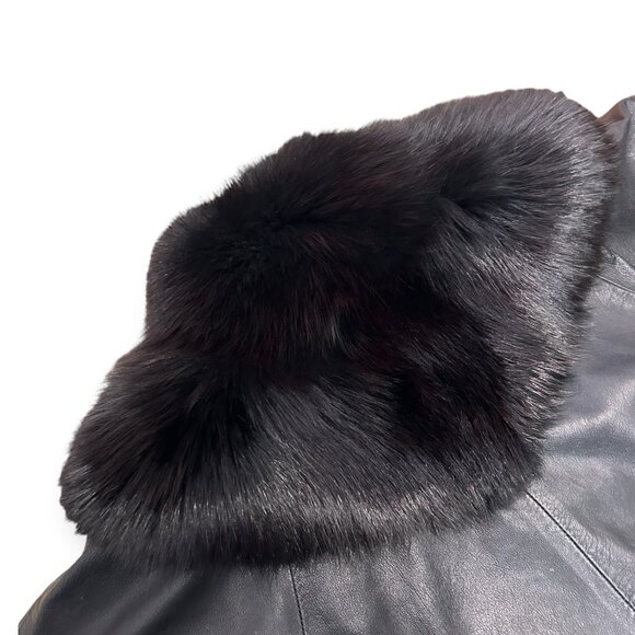 Vintage Leather/Fur Coat - Picture 4 of 6